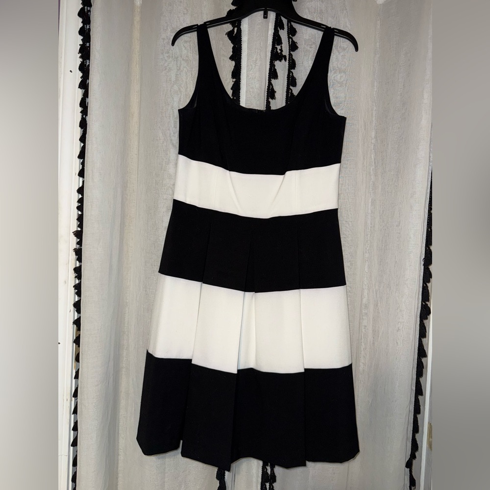 Ralph Lauren Black and White Fit and Flare Midi Dress
